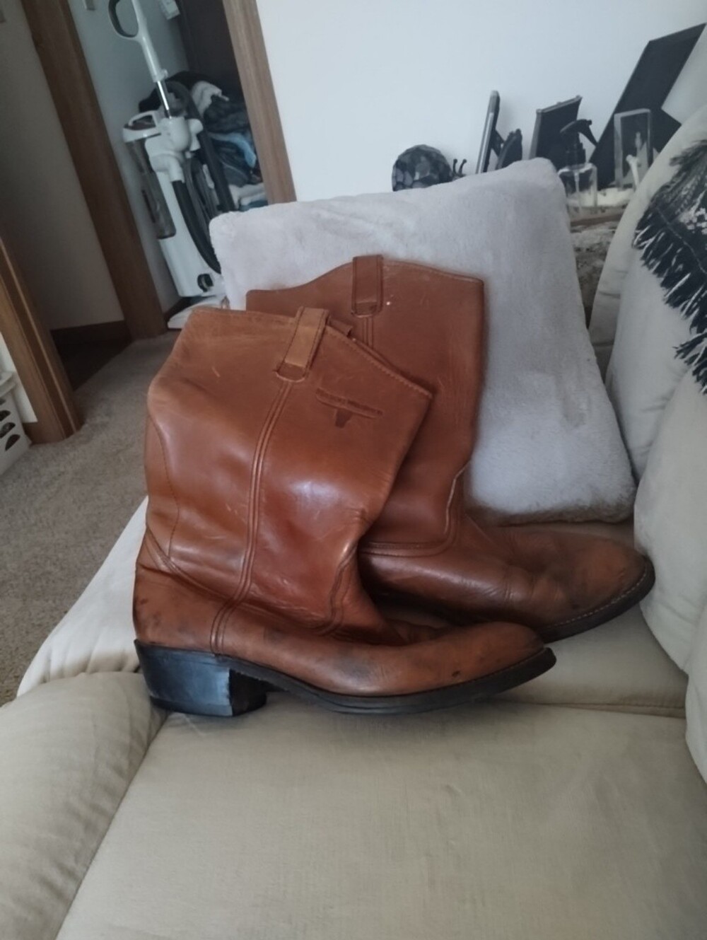Men Mason Western Brown Leather Pullup Boots Sz 11.5-13